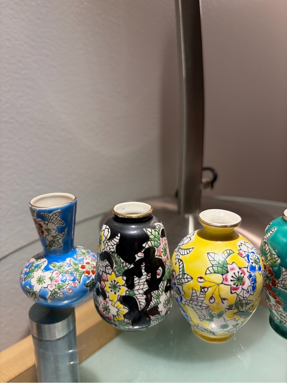 Hand-Painted Multicolor Mini Porcelain Vases - Set of 6 - Picture 2 of 5
